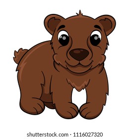 beautiful cartoon brown bear, vector illustration