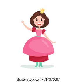 Beautiful Cartoon Brunette Princess Girl Character Stock Vector ...