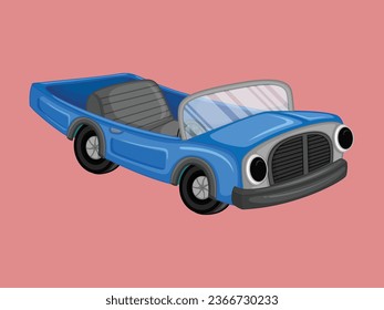 beautiful cartoon car in blue colour