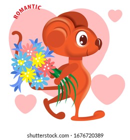Beautiful, cartoon character romantic, goes on a date.