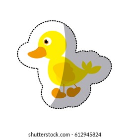 beautiful cartoon duck with big eyes, vector illustration