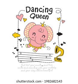 Ilustración vectorial del hermoso baile de elefantes de dibujos animados