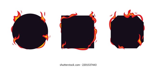 Beautiful cartoon fire frame illustration