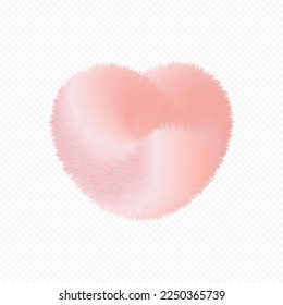 Beautiful cartoon fluffy heart. Fur heart. The vector is isolated on a transparent background. Fur heart for valentine's day. For web design and illustrations.