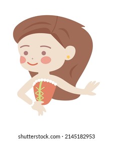 Beautiful Cartoon Girl. Vector illustration