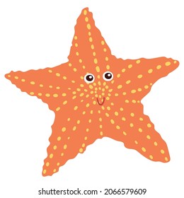 Beautiful cartoon illustration with colorful sea animals star on white background for print design. Kid graphic. Sea underwater life. Vector isolated hand drawing.