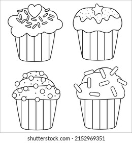 beautiful cartoon line cake. vector