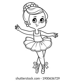 Cute Ballerina Girl Dancing Tutu Outlined Stock Vector (Royalty Free ...