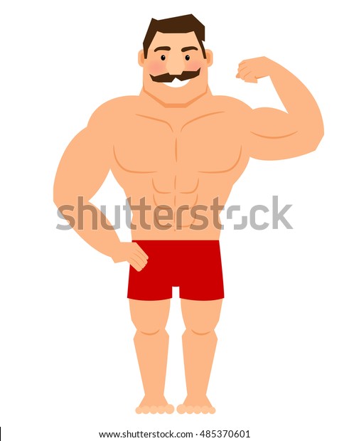 Beautiful Cartoon Muscular Man Mustache Athletic Stock Vector (Royalty ...