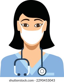 Beautiful Cartoon Nurse Avatar Vector Art.