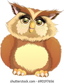 Beautiful cartoon owl . Cartoon vector illustration isolated on white background. Vector illustration for your design.