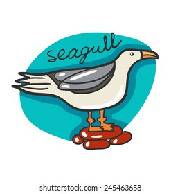 Beautiful cartoon seagull.