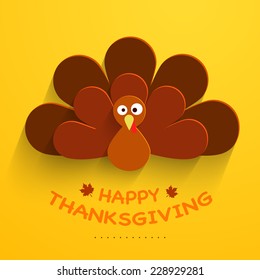 Beautiful cartoon of turkey bird for Happy Thanksgiving celebration, can be use as flyer, poster or banner.