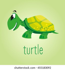 Beautiful cartoon turtle. Vector illustration. Child Icon