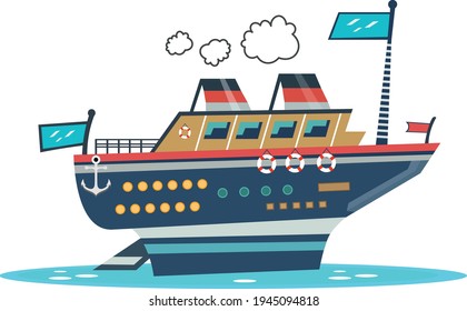 Beautiful cartoon vector ship illustration