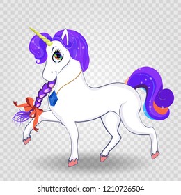 unicorn transparent background images stock photos vectors shutterstock https www shutterstock com image vector beautiful cartoon walking unicorn purple braid 1210726504