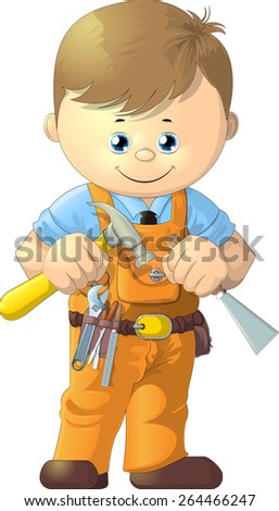 beautiful cartoon worker on a white background