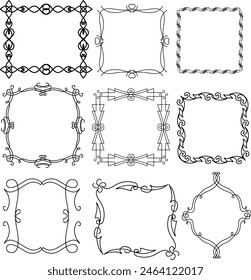 Beautiful carved frames to frame messages text and images. The frames have different pattern motifs leaves with flowers and Dark thin twisted frames The vine is rectangular and oval with a blurred
