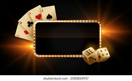 beautiful casino poker gambling banner with text space vector