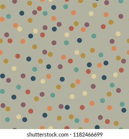 Beautiful casual polka dot pattern in smart neutral colors, seamless repeat. Trendy vintage style. Great for apparel and interior design, cards, scrapbooking, gift wrapping paper etc.