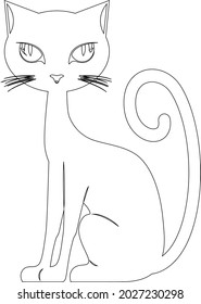 Beautiful Cat Coloring Page With Line Art Design Hand Drawing Sketch Vector illustration For Adult And Kids Coloring Book