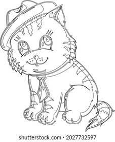 Beautiful Cat Coloring Page With Line Art Design Hand Drawing Sketch Vector illustration For Adult And Kids Coloring Book