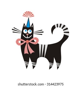 Beautiful cat cute cartoon vector illustration