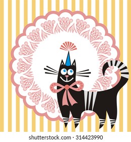 Beautiful cat cute cartoon vector illustration