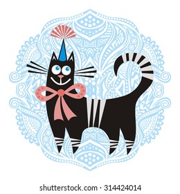 Beautiful cat cute cartoon vector illustration