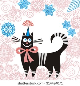 Beautiful cat cute cartoon vector illustration