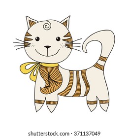 Beautiful cat cute cartoon vector illustration