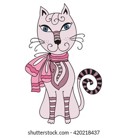 Beautiful cat cute cartoon vector illustration