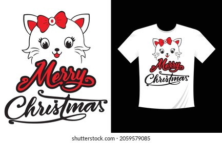 Un gato hermoso. Un gatito lindo. Ilustración vectorial para afiches, impresión para ropa o accesorios. Cásate con la Navidad.
