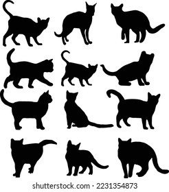 Beautiful cat silhouette  vector art.This is an editable eps vector file .