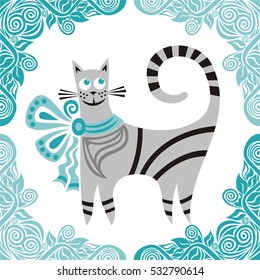 Beautiful cat. Vector illustration.