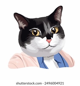beautiful cat wearing suit vector illustration
