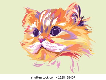 Beautiful cats face. Colorful style. Animal vector eps 10.