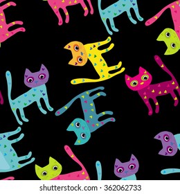 Beautiful cats on black background