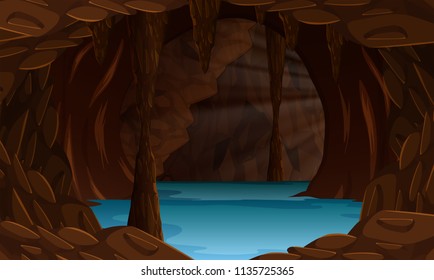 A beautiful cave landscape illustration