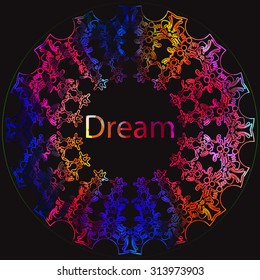 Beautiful celebration background .Rainbow abstract round lace  pattern.Hand-sketched elements on soft background.  Suitable for ads, signboards, menu and web banner designs