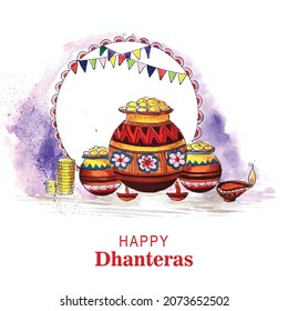 Beautiful celebration happy dhanteras greeting card design