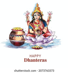 Beautiful celebration happy dhanteras greeting card design