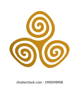 Beautiful Celtic triskele, also known as triskelion or triple spiral, isolated on white background.