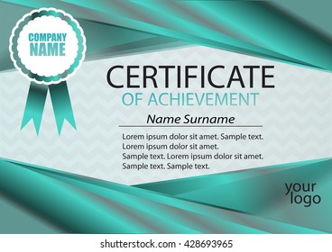 Beautiful certificate or diploma template. The text on separate layers. Reward. Winning the competition. Award winner. Vector illustration.