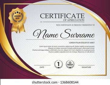 Beautiful Certificate Template Design Best Award Stock Vector (Royalty ...