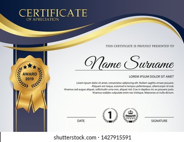 Beautiful Certificate Template Design Best Award Stock Vector (Royalty ...