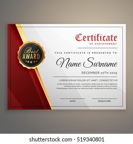 beautiful certificate template design with best award symbol