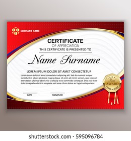 Beautiful certificate template design with best award symbol. Vector 