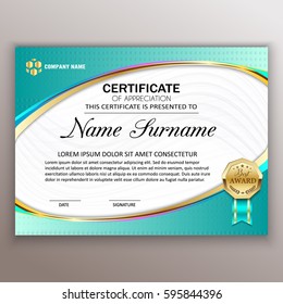 Beautiful certificate template design with best award symbol. Vector