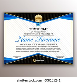 Beautiful certificate template design with best award symbol. Vector